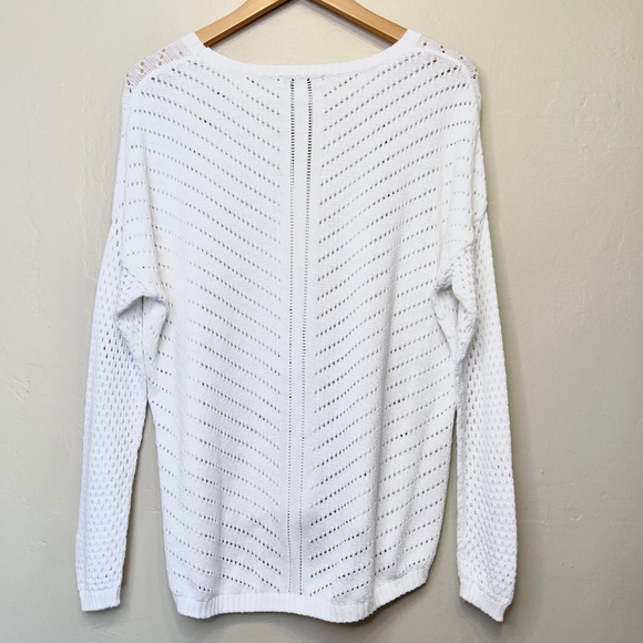 Prana | Parker Open Knit Crew Neck Relaxed Fit Long Sleeve High Low Sweater - Picture 5 of 12